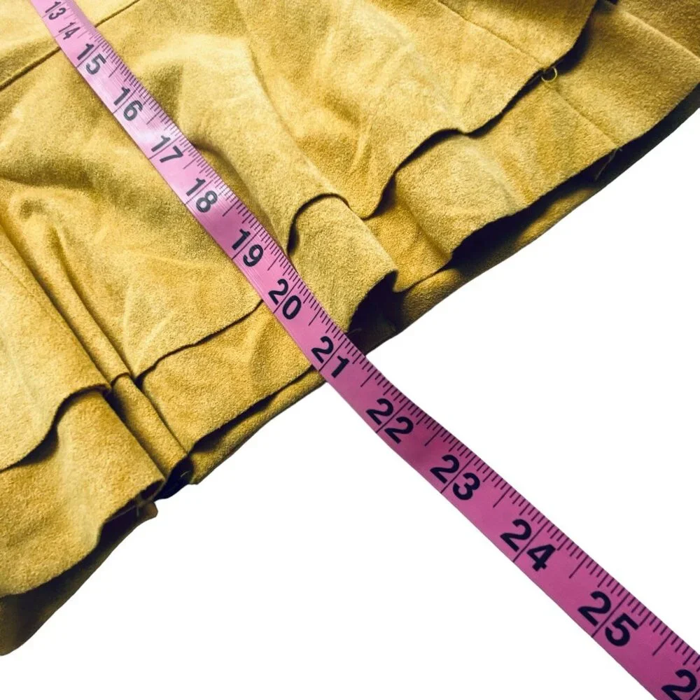 WILLOW ROOT Women Jacket Faux Suede‎ Cropped Moto Long Sleeve Sz L Yellow c-25